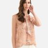 Alviero Martini Maglie, Camicie & Top | Top Con Volant In Organza Stampa Geo Special Beige