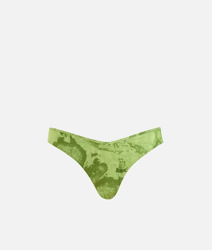 Alviero Martini Costumi & Beachwear | Geo Color Slip Mare Taglio A V Verde Daiquiri