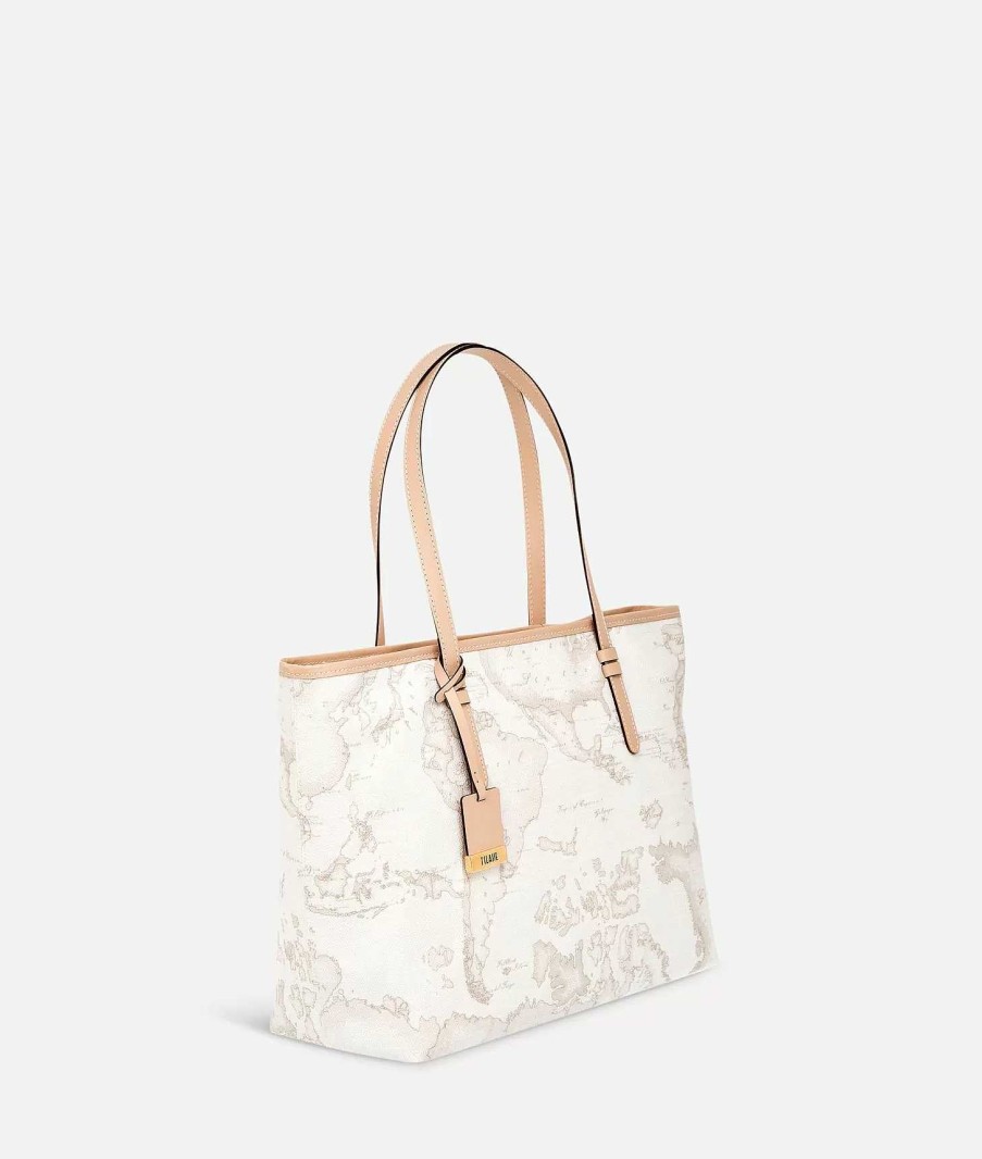 Alviero Martini Borse Shopping | Geo White Borsa Shopping Grande