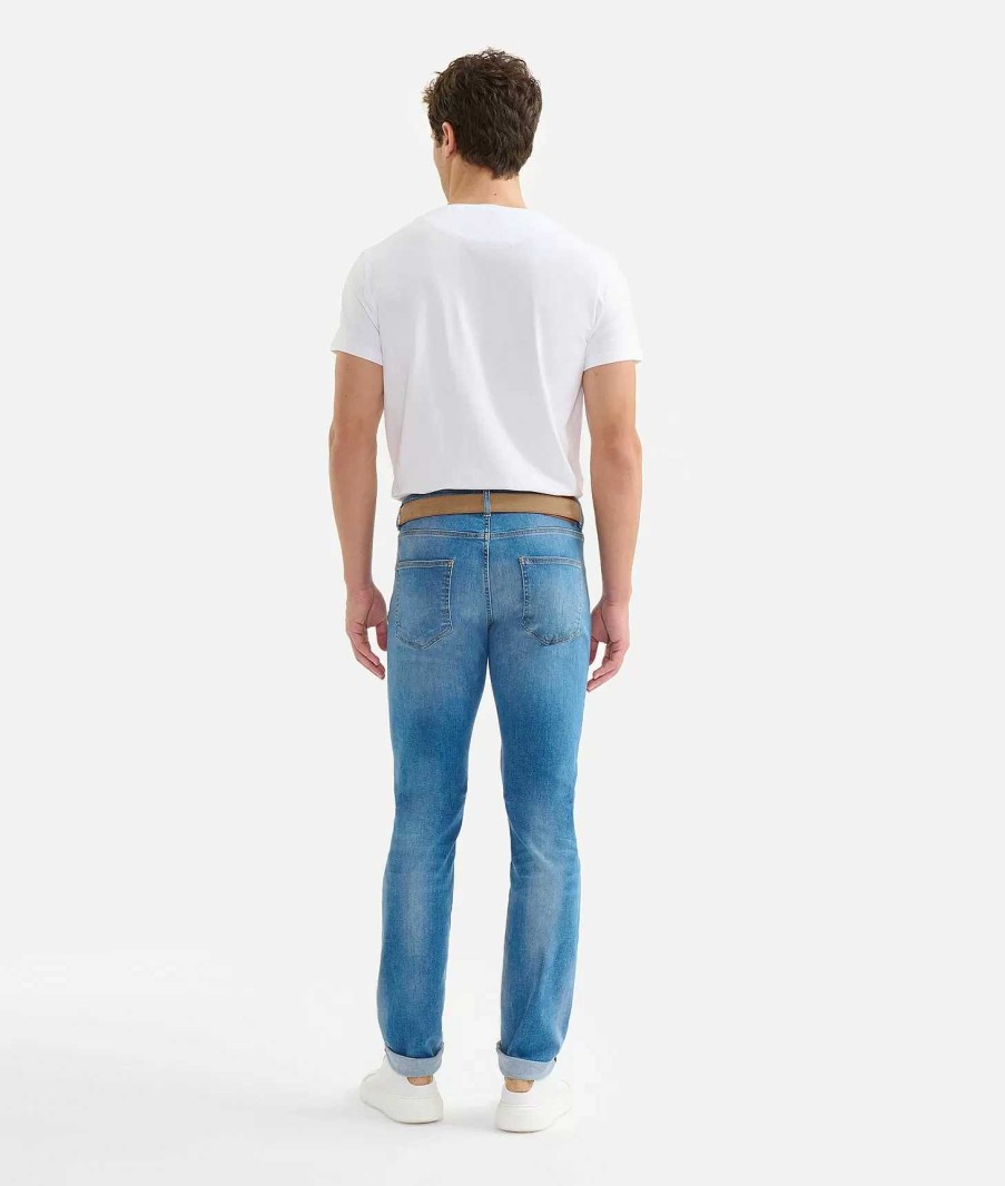 Alviero Martini Pantaloni | Jeans 5 Tasche Slim In Denim Stretch Bleached