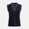 Alviero Martini Maglie, Camicie & Top | Polo Smanicata In Jersey Piquet Blu Scuro