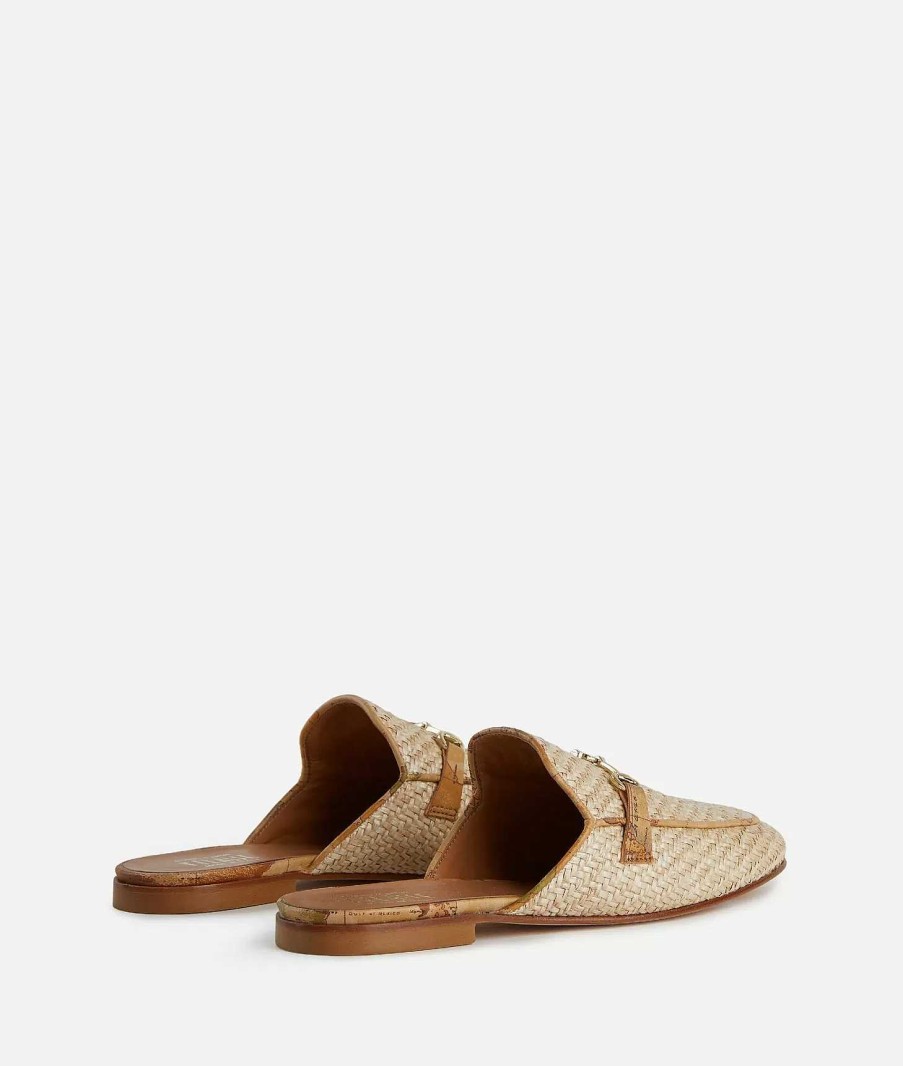 Alviero Martini Scarpe Basse | Slipper Con Morsetto In Rafia Naturale