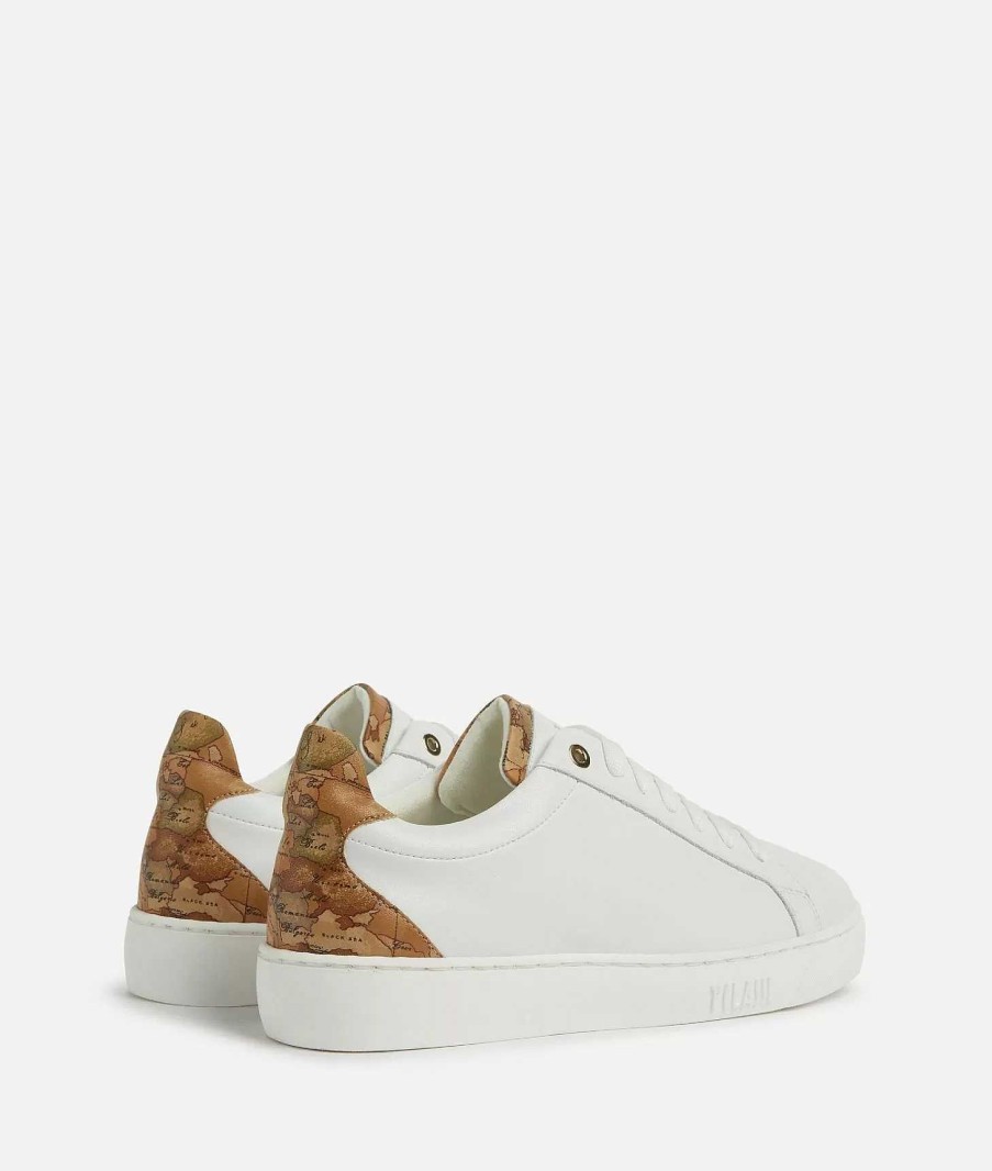 Alviero Martini Sneakers | Sneakers In Pelle Liscia Con Inserto In Eco Nappa Bianche