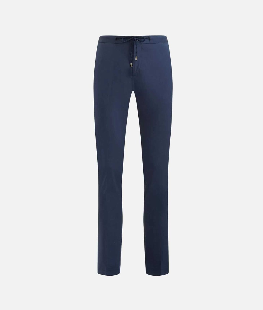 Alviero Martini Pantaloni | Pantaloni Baggy In Jersey Stretch Blu Navy