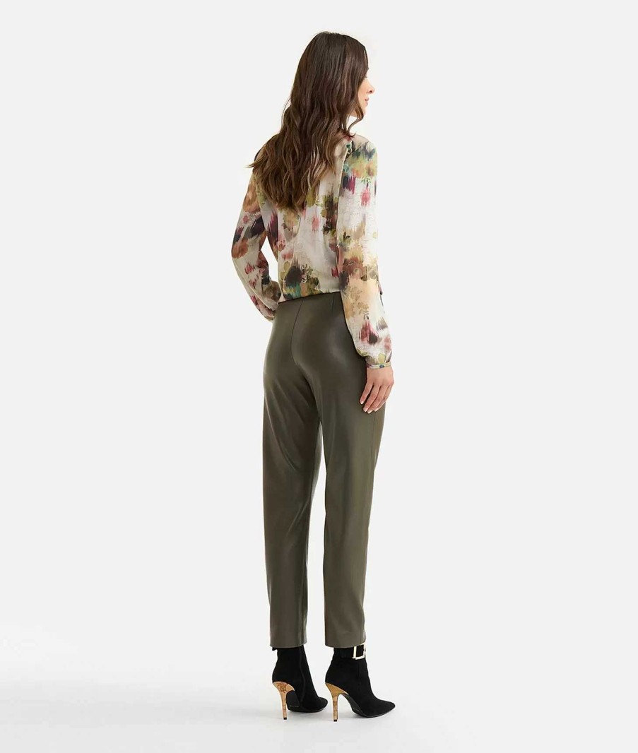 Alviero Martini Gonne & Pantaloni | Pantalone Con Zip In Eco Nappa Verde