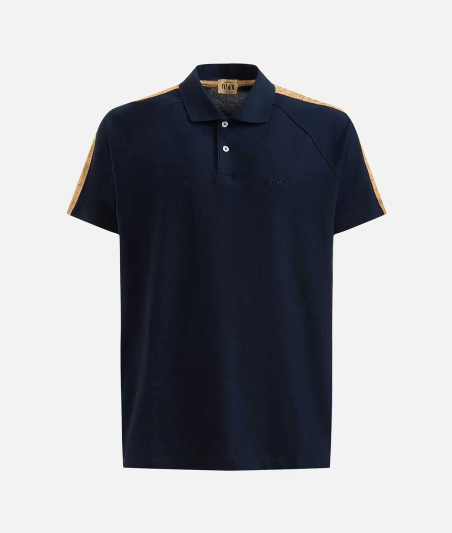 Alviero Martini Maglie, Camicie & T-Shirts | Polo In Jersey Di Cotone Piquet Con Dettagli Geo Classic Blu Navy