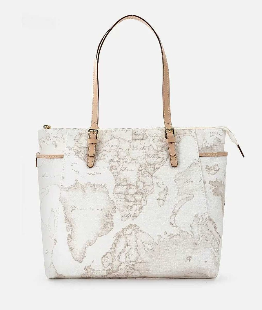 Alviero Martini Borse Shopping | Geo White Tote Bag Grande