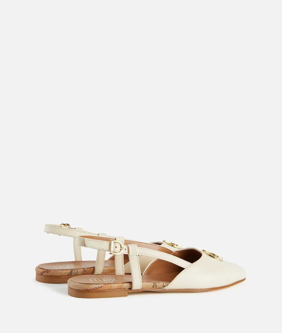 Alviero Martini Scarpe Basse | Slingback In Nappa Liscia Avorio