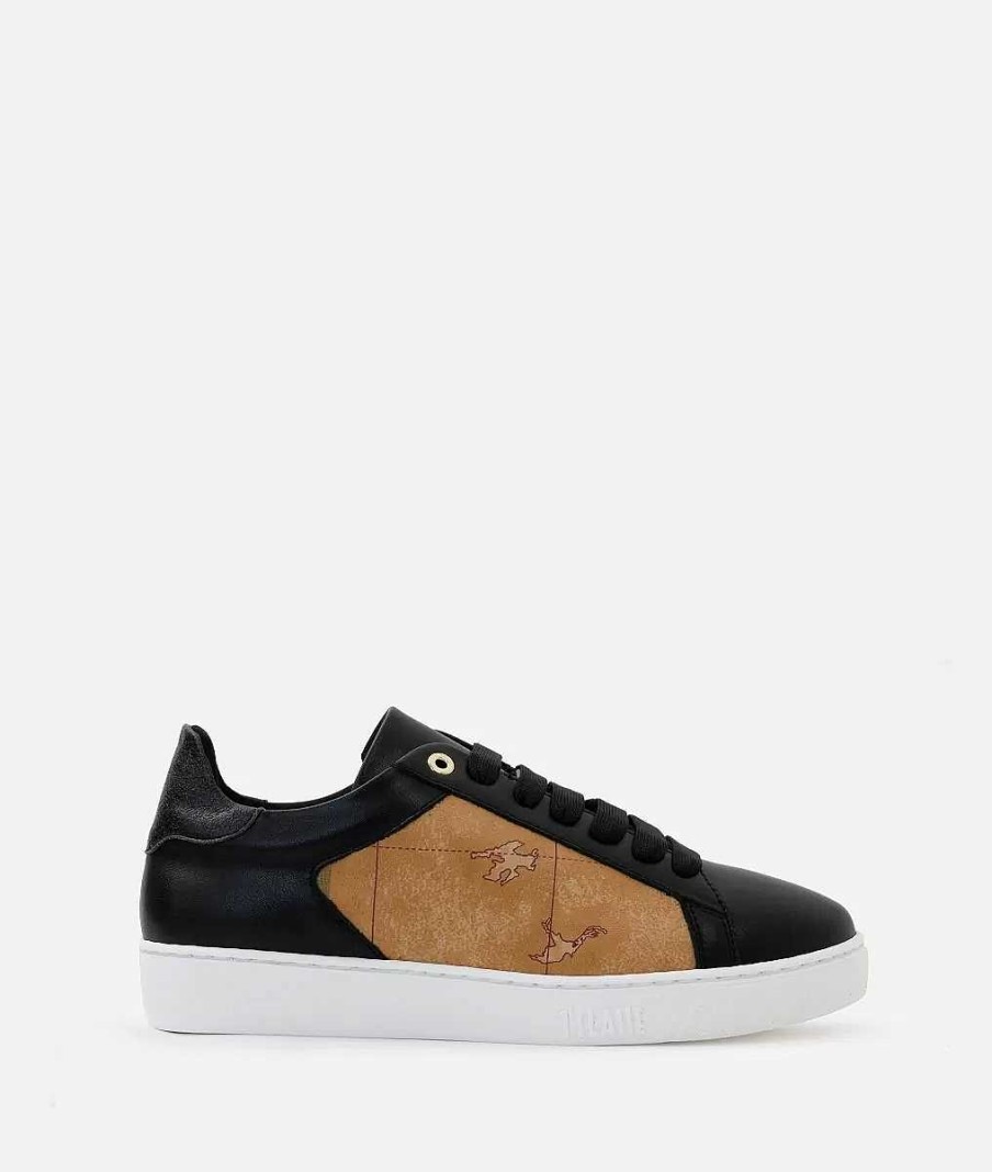 Alviero Martini Sneakers | Sneakers In Pelle Liscia Con Inserto Laminato Nere