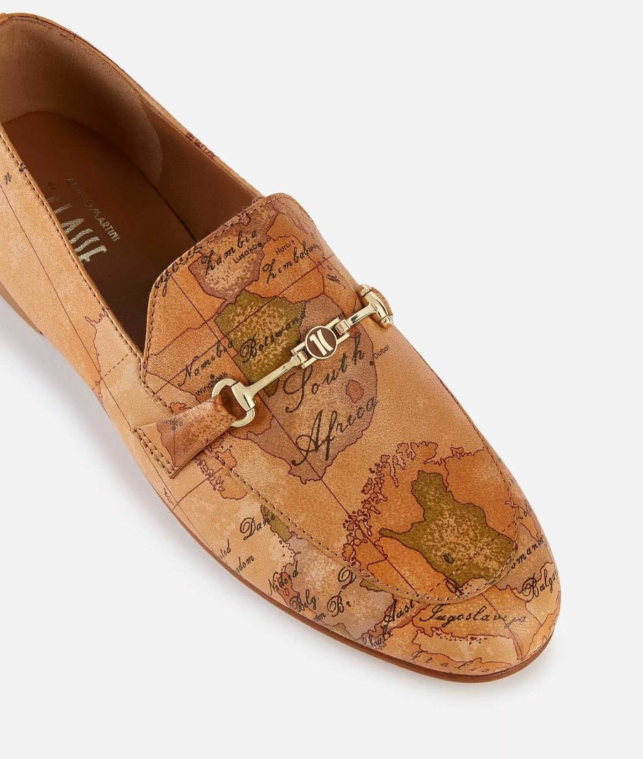 Alviero Martini Scarpe Basse | Mocassini Con Morsetto In Nappa Stampa Geo Classic