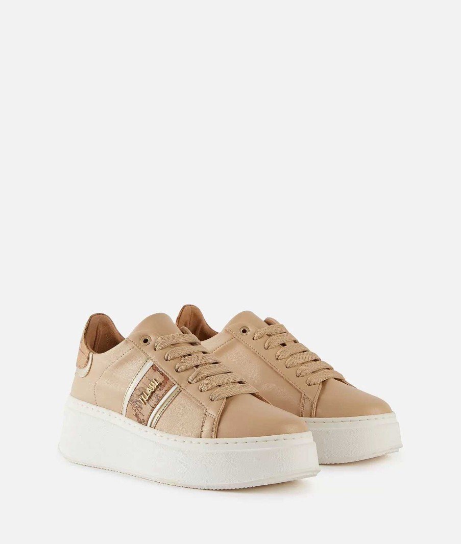 Alviero Martini Sneakers | Sneakers Alte In Eco Nappa Con Banda Laterale Geo Classic Naturali