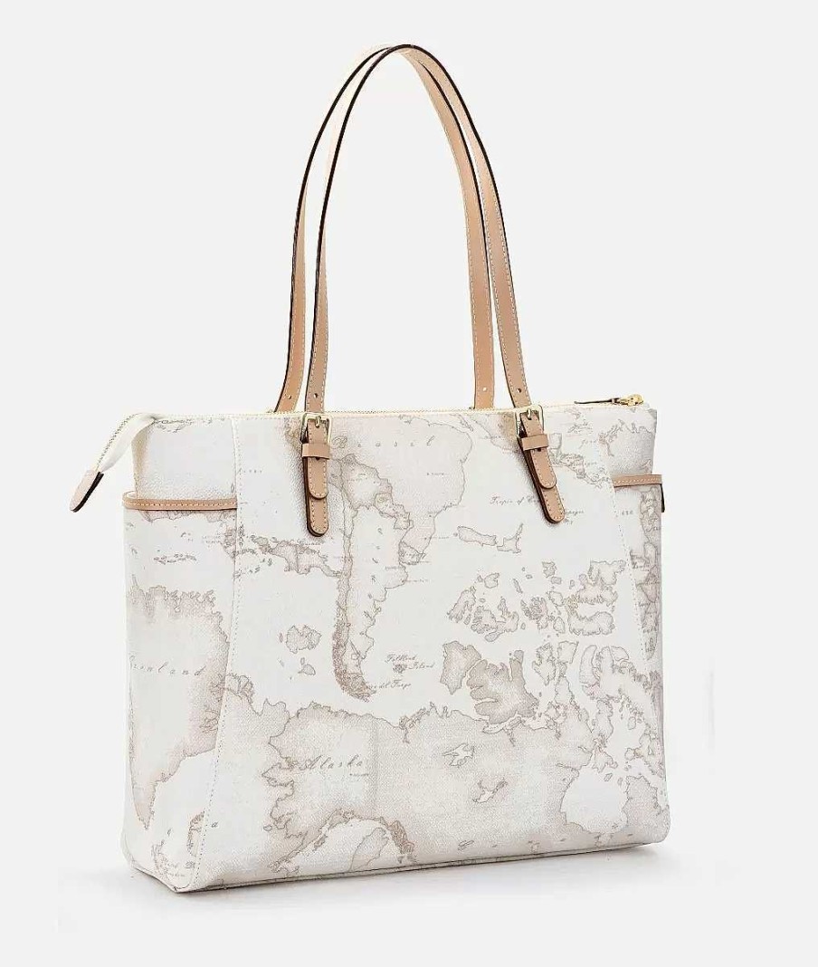 Alviero Martini Borse Shopping | Geo White Tote Bag Grande