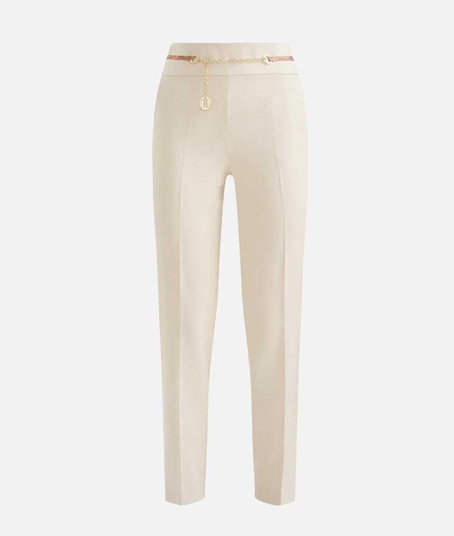 Alviero Martini Gonne & Pantaloni | Pantalone Con Charms 1C In Cavallery Bianco Lana