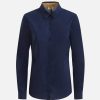 Alviero Martini Maglie, Camicie & Top | Camicia Ufficio In Popeline Di Cotone Stretch Blu Notte