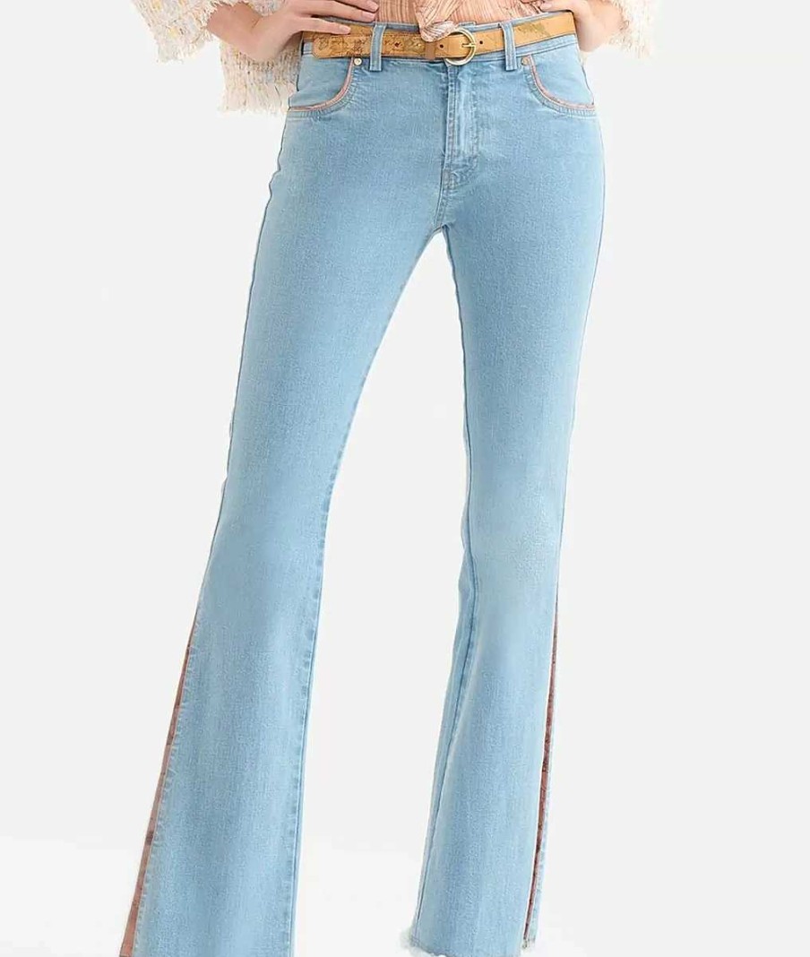 Alviero Martini Gonne & Pantaloni | Jeans Con Spicchio In Denim Stretch Blu Beach