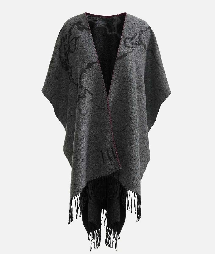 Alviero Martini Poncho & Mantelle | Mantella Geo Filetti 80 X 180 Grigio Medio