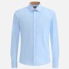 Alviero Martini Maglie, Camicie & T-Shirts | Camicia Super Slim In Cotone Con Toppe Azzurra