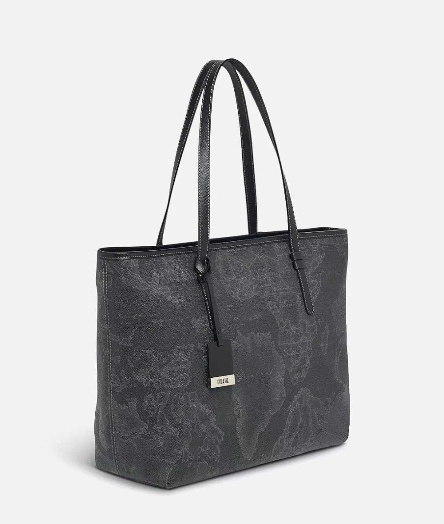 Alviero Martini Borse Shopping | Geo Black Borsa Shopping Grande Geo Dark