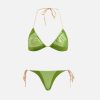 Alviero Martini Costumi & Beachwear | Color Block Satin Bikini Triangolo Verde Daiquiri