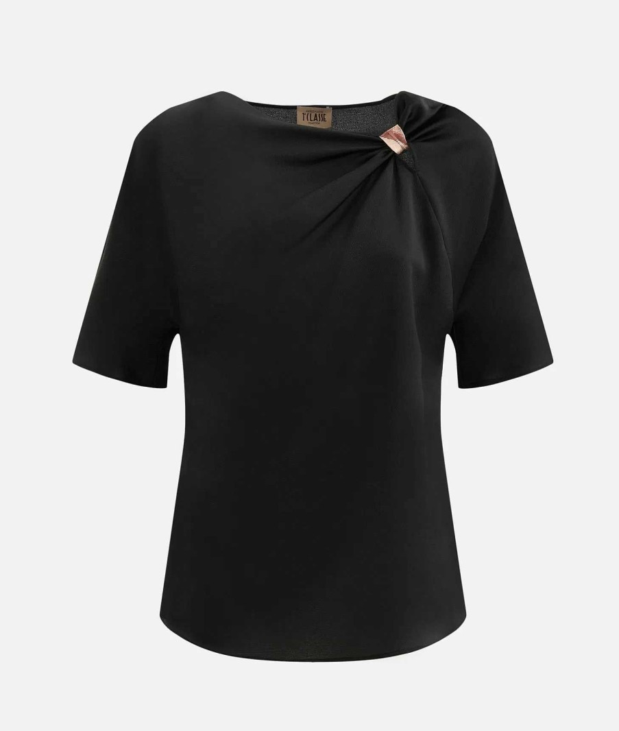 Alviero Martini Maglie, Camicie & Top | Blusa Manica Kimono In Crespello Nera